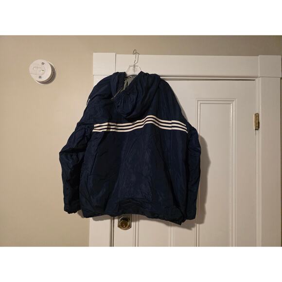 Vintage Adidas Jacket Mens XXL Blue Gray Reversible 90s Logo Full Zip Hooded - Picture 2 of 8